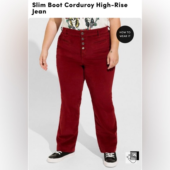 NWT Torrid Slim Bootcut Corduroy High-Rise Jean Size 24 - Picture 2 of 5